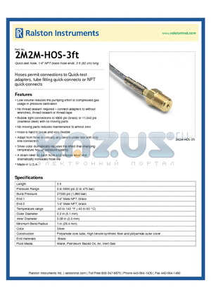 2M2M-HOS-3FT datasheet - Quick-test hose