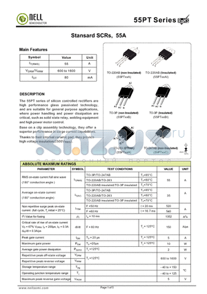 55PT16AI datasheet - Stansard SCRs, 55A