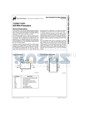 11C90D datasheet - 650 MHz Prescalers