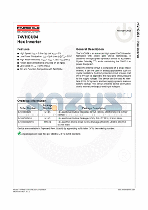 74VHCU04M datasheet - Hex Inverter