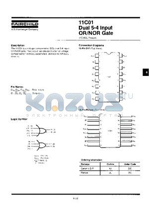 11C01 datasheet - Dual 5-4 Input OR/NOR Gate