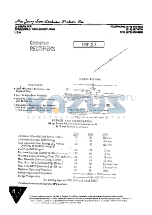 1N91 datasheet - GERMANIUM RECTIFIERS