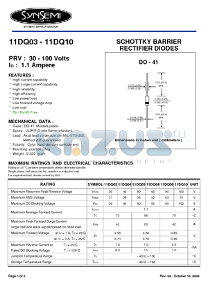 11DQ03 datasheet - SCHOTTKY BARRIER RECTIFIER DIODES