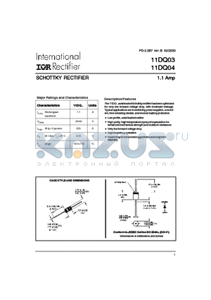 11DQ04 datasheet - SCHOTTKY RECTIFIER