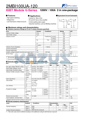 2MBI100UA-120 datasheet - IGBT Module U-Series