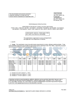 1N914-1 datasheet - PERFORMANCE SPECIFICATION