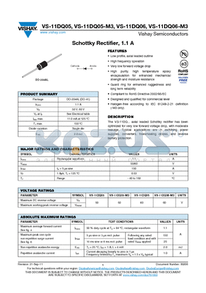 11DQ06 datasheet - Schottky Rectifier, 1.1 A