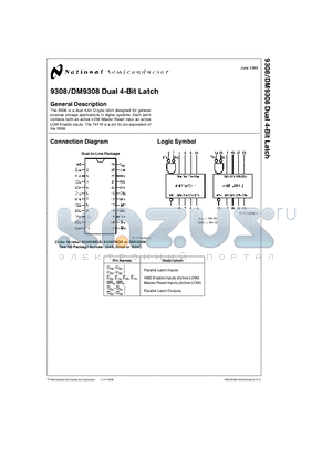 DM9308W datasheet - Dual 4-Bit Latch