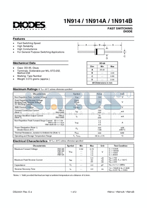 1N914A datasheet - FAST SWITCHING DIODE