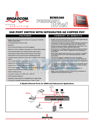 BCM5388 datasheet - 8GE PORT SWITCH WITH INTEGRATED GE COPPER PHY