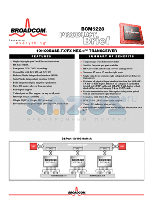 BCM5421 datasheet - 10/100BASE-TX/FX HEX-V TRANSCEIVER