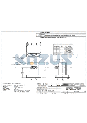 750-251-XX datasheet - OUTLINE, WRD750 SMA - WAVEGUIDE ADAPTER