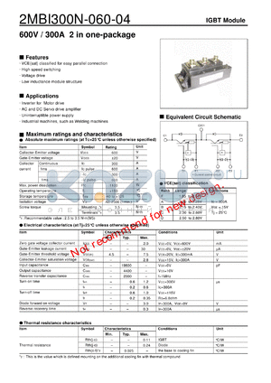 2MBI300N-060-04 datasheet - 600V / 300A 2 in one-package