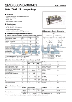 2MBI300NB-060-01 datasheet - 600V / 300A 2 in one-package