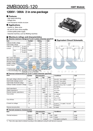 2MBI300S-120 datasheet - 1200V / 300A 2 in one-package