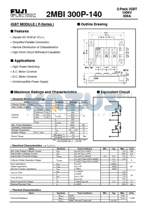 2MBI300P-140 datasheet - 1400V/300A 2-Pack IGBT