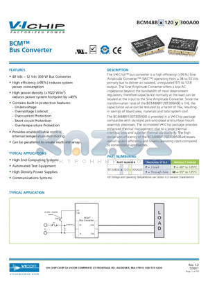 BCM48BT120T300A00 datasheet - Bus Converter