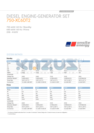 750-XC6DT2 datasheet - DIESEL ENGINE-GENERATOR SET