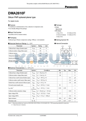 DMA2610F datasheet - Silicon PNP epitaxial planar type