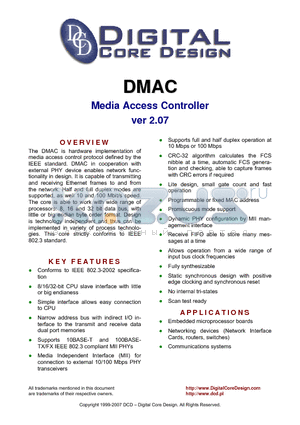 DMAC datasheet - Media Access Controller