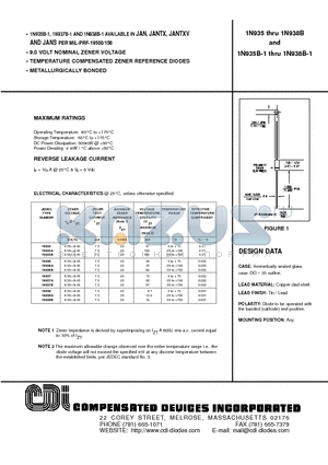 1N936B datasheet - 9.0 VOLT NOMINAL ZENER VOLTAGE