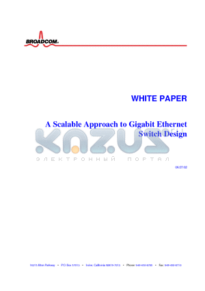 BCM5691 datasheet - A Scalable Approach to Gigabit Ethernet Switch Design