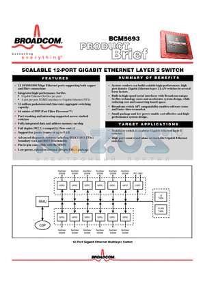 BCM5691 datasheet - SCALABLE 12-PORT GIGABIT ETHERNET LAYER 2 SWITCH