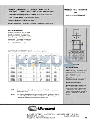 1N938BUR-1 datasheet - TEMPERATURE COMPENSATED ZENER REFERENCE DIODES