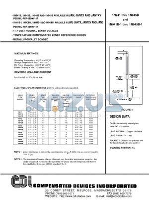 1N941A datasheet - 11.7 VOLT NOMINAL ZENER VOLTAGE