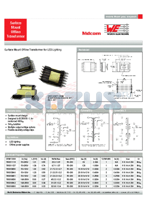 750811137 datasheet - Surface Mount Offline Transformer for LED Lighting