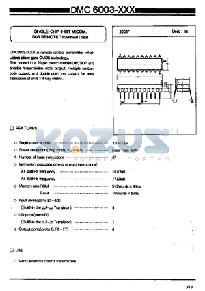 DMC6003-114 datasheet - SINGLE-CHIP 4-BIT MICOM. FOR REMOTE TRANSMITTER