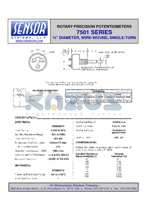 7501 datasheet - 3/4 DIAMETER WIRE-WOUND, MULTI-TURN