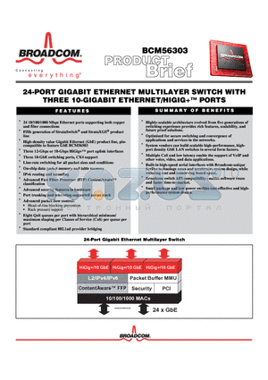 BCM5836P datasheet - 24-PORT GIGABIT ETHERNET MULTILAYER SWITCH WITH THREE 10-GIGABIT ETHERNET/HIGIGPORTS