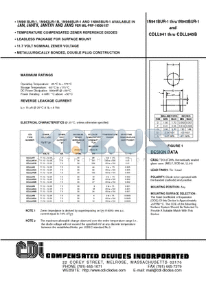 1N945BUR-1 datasheet - TEMPERATURE COMPENSATED ZENER REFERENCE DIODES