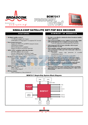 BCM7317 datasheet - SINGLE-CHIP SATELLITE SET-TOP BOX DECODER