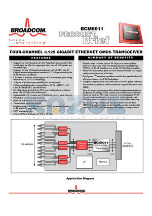 BCM8011_04 datasheet - FOUR-CHANNEL 3.125 GIGABIT ETHERNET CMOS TRANSCEIVER