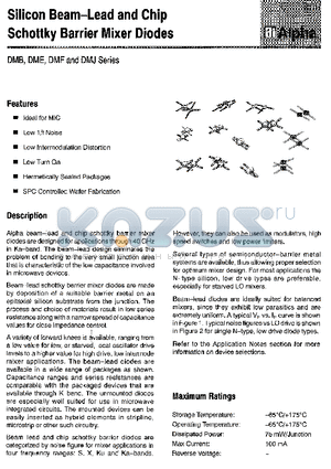 DME2205 datasheet - Silicon Beam-Lead and Chip Schottky Barrier Mixer Diodes