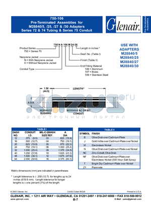 750NA106J datasheet - Pre-Terminated Assemblies