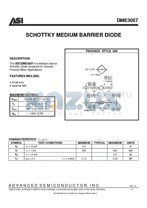 DME3057 datasheet - SCHOTTKY MEDIUM BARRIER DIODE