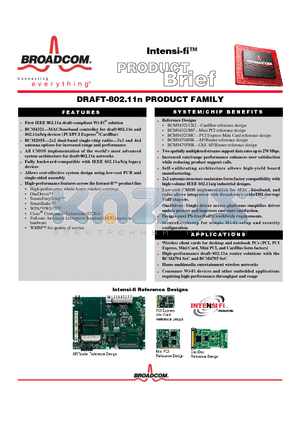 BCM94321CB2 datasheet - DRAFT-802.11n PRODUCT FAMILY