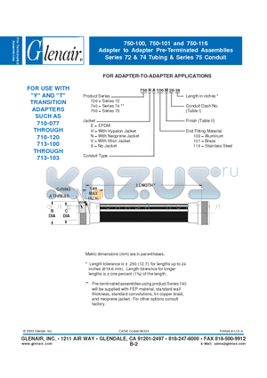 750NA116NF06-36 datasheet - Adapter to Adapter Pre-Terminated Assemblies