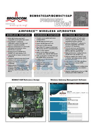 BCM94702AP datasheet - AIRFORCE WIRELESS AP/ROUTER