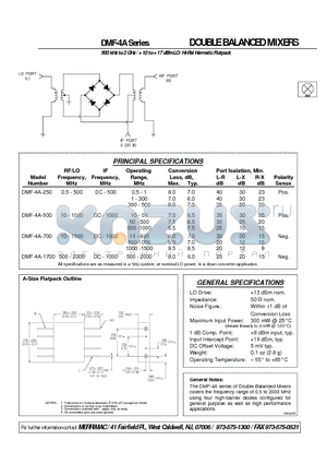 DMF-4A-250 datasheet - DOUBLE BALANCED MIXERS