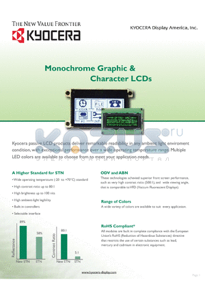 DMF-5001 datasheet - Monochrome Graphic & Character LCDs