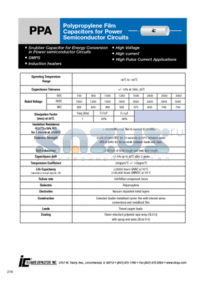 564PPA252K datasheet - Polypropylene Film Capacitors for Power