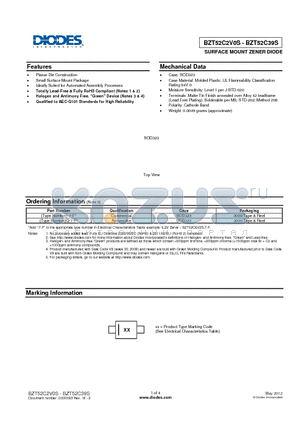 BZT52C5V6S datasheet - SURFACE MOUNT ZENER DIODE