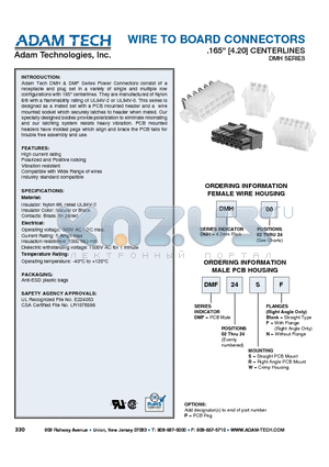 DMF03WF datasheet - WIRE TO BOARD CONNECTORS .165 [4.20] CENTERLINES