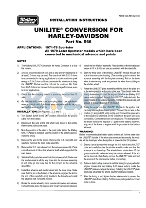 566 datasheet - CONVERSION FOR HARLEY-DAVIDSON