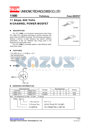 11N90 datasheet - 11 Amps, 900 Volts N-CHANNEL POWER MOSFET