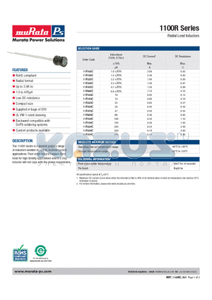11R472C datasheet - Radial Lead Inductors
